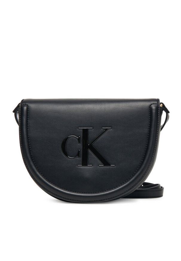 Calvin Klein Torebka Bold Ck Saddle Crossbody LV04F3221G Czarny. Kolor: czarny. Materiał: skórzane