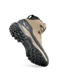 Buty trekkingowe damskie Salewa Puez Leather Mid Powertex. Wysokość cholewki: za kostkę. Zapięcie: sznurówki. Kolor: beżowy. Materiał: skóra. Szerokość cholewki: normalna
