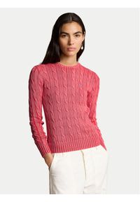 Polo Ralph Lauren Sweter 211935303001 Różowy Slim Fit. Typ kołnierza: polo. Kolor: różowy. Materiał: bawełna #1