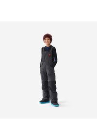 DREAMSCAPE - Spodnie snowboardowe ogrodniczki dla dzieci Dremscape BIB 500. Kolor: czarny, szary, wielokolorowy. Materiał: polar, materiał. Sezon: zima. Sport: snowboard
