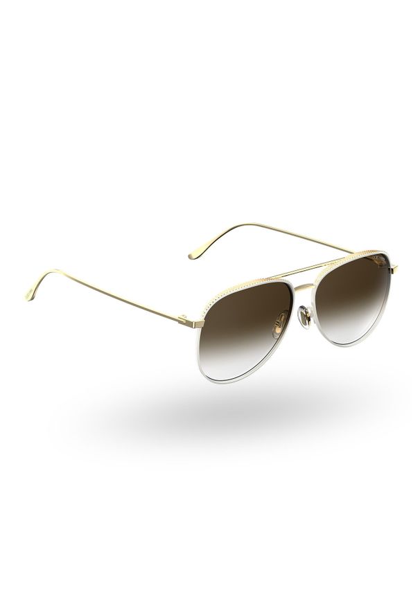 Jimmy Choo - Biało-złote okulary przeciwsłoneczne. Kolor: złoty, biały, wielokolorowy