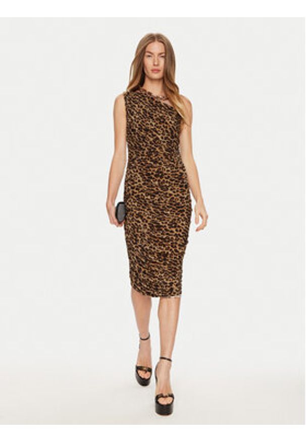 NORMA KAMALI Sukienka koktajlowa KK4223PL667438 Brązowy Slim Fit. Kolor: brązowy. Materiał: syntetyk. Styl: wizytowy