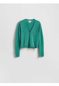 Reserved - Wełniany kardigan - zielony. Kolor: zielony. Materiał: wełna #1