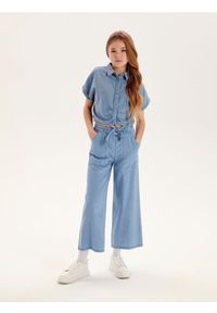Sinsay - Jeansy wide leg - niebieski. Kolor: niebieski