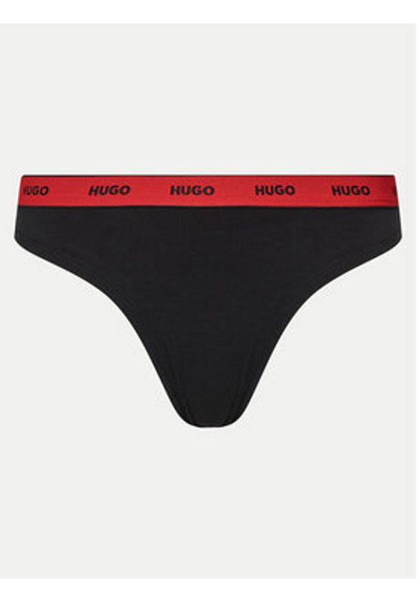 Hugo Komplet 3 par stringów 50480150 Czarny. Kolor: czarny. Materiał: bawełna