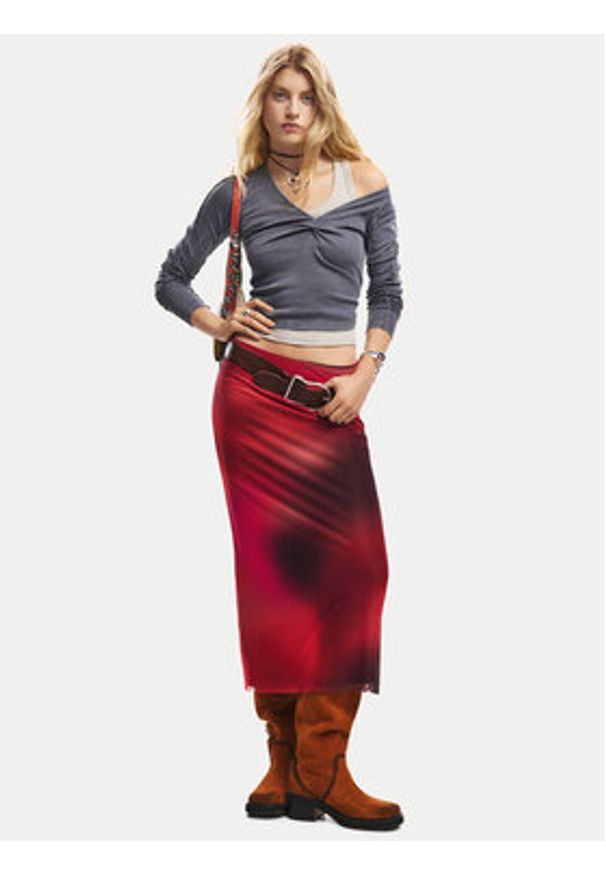 Desigual Spódnica ołówkowa Asmee 26SWFK02 Czerwony Slim Fit. Kolor: czerwony. Materiał: syntetyk