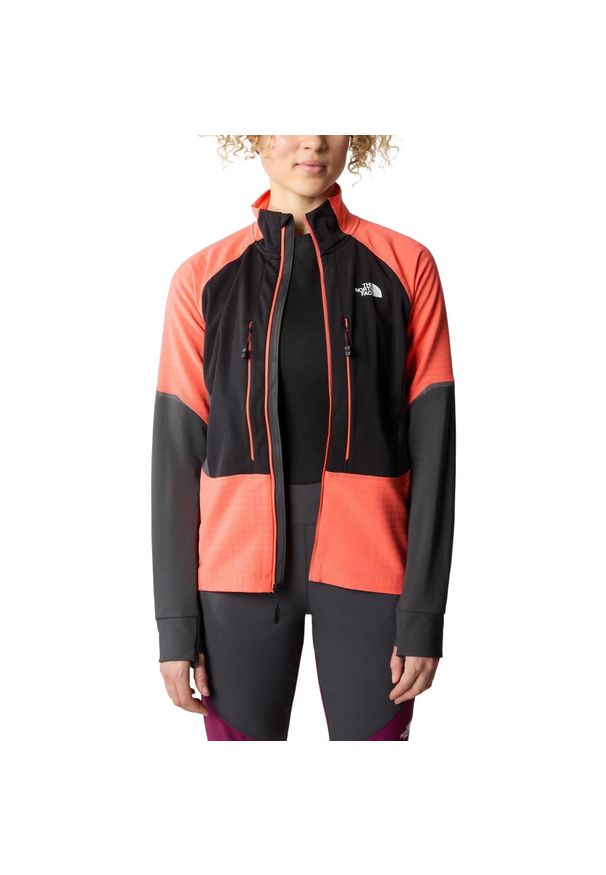 Kurtka softshell damska The North Face Dawn Turn Softshell Fz. Kolor: wielokolorowy, szary, żółty, pomarańczowy. Materiał: softshell. Sezon: zima