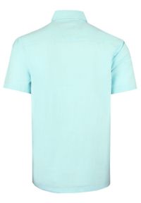 Koszula Weekendowa z Lnem, Krótki Rękaw - Brave Soul - Miętowy-Niebieski. Okazja: na co dzień. Kolor: niebieski. Materiał: bawełna, len. Długość rękawa: krótki rękaw. Długość: krótkie. Styl: casual #4