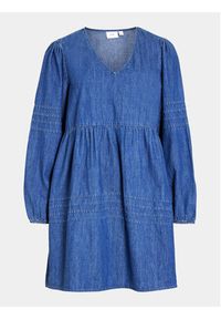 Vila Sukienka jeansowa Rowie 14091978 Niebieski Relaxed Fit. Kolor: niebieski. Materiał: bawełna #5