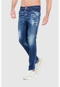 DSQUARED2 Granatowe jeansy z przetarciami. Kolor: niebieski