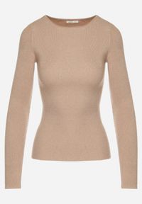 Born2be - Beżowy Sweter z Wiskozą i Metaliczną Nitką Lillanova. Okazja: na co dzień. Kolor: beżowy. Materiał: wiskoza. Długość rękawa: długi rękaw. Długość: długie. Styl: casual #3