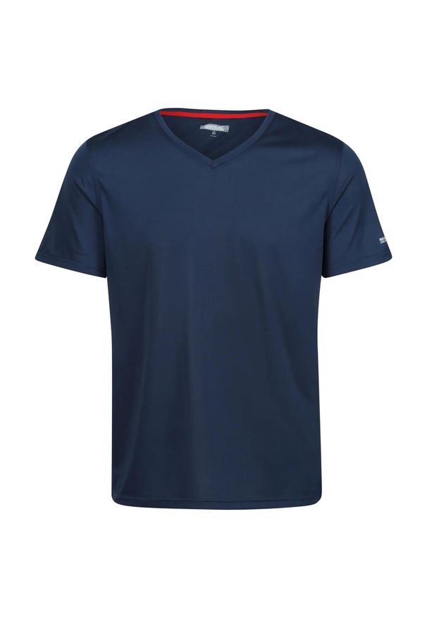 Koszulka z dekoltem w serek Regatta Fingal. Typ kołnierza: dekolt w serek. Kolor: niebieski, szary, wielokolorowy. Sport: turystyka piesza