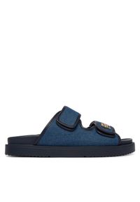 TOMMY HILFIGER - Tommy Hilfiger Klapki Double Strap Denim Sandal FW0FW09123 Niebieski. Kolor: niebieski. Materiał: materiał #1