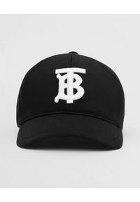 Burberry - BURBERRY - Czarna czapka z monogramem. Kolor: czarny. Materiał: bawełna. Wzór: haft #8