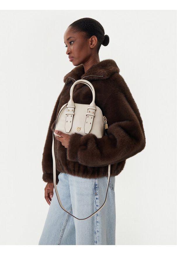 Pinko - PINKO Torebka Bowling Bag Zip Mini AI 25-26 PLTT 105333 A0QO Écru. Materiał: skórzane