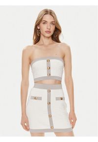 Elisabetta Franchi Bluzka TK-15B-42E2-004477 Biały Slim Fit. Kolor: biały. Materiał: syntetyk, wiskoza