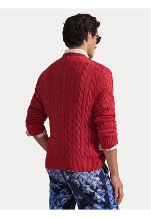 Polo Ralph Lauren Sweter 710775885525 Czerwony Regular Fit. Typ kołnierza: polo. Kolor: czerwony. Materiał: bawełna