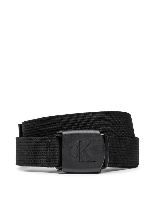 Calvin Klein Jeans Pasek Męski Logo Plaque Webbing Belt K50K510160 Czarny. Kolor: czarny. Materiał: materiał