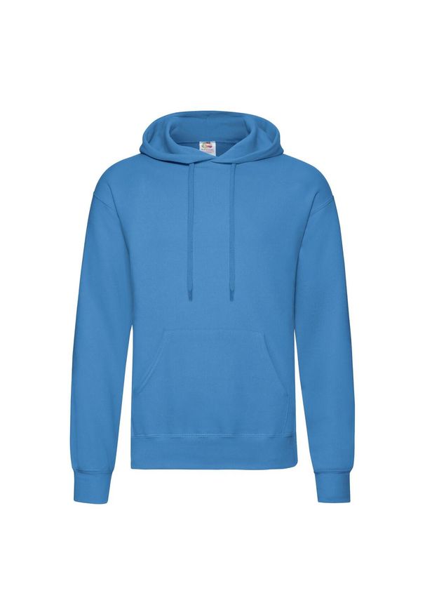 FRUIT OF THE LOOM - Męska Klasyczna Bluza Z Kapturem. Typ kołnierza: kaptur. Kolor: niebieski