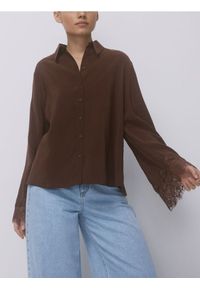 Reserved - Koszula z modalem - brązowy. Kolor: brązowy. Materiał: tkanina #1