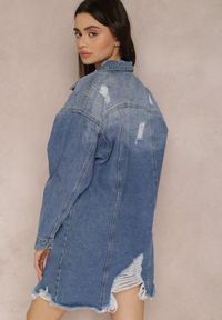 Renee - Niebieska Kurtka Jeansowa Cythaia. Kolor: niebieski. Materiał: jeans. Wzór: aplikacja. Styl: elegancki #4