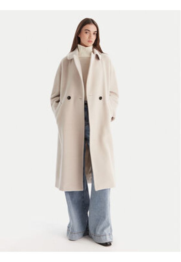 Marella Płaszcz wełniany English 2523016142 Szary Regular Fit. Kolor: szary. Materiał: wełna