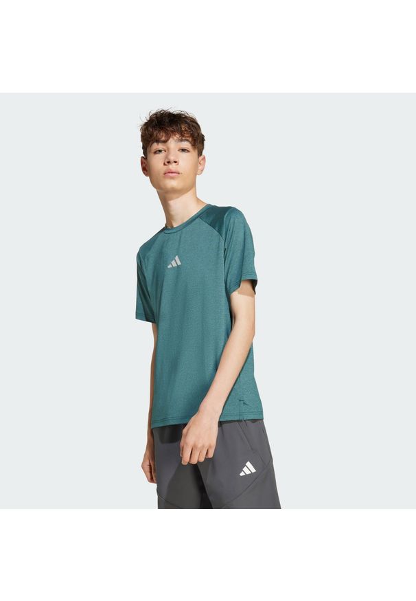 Adidas - Koszulka All Sports Favorite Kids. Kolor: niebieski, zielony, szary, wielokolorowy. Materiał: materiał. Technologia: ClimaCool (Adidas). Sport: joga i pilates