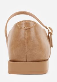 Born2be - Ciemnobeżowe Balerinki Vices ze Skórzaną Wkładką i Paskiem z Klamerką Eslerie. Okazja: na spacer, na co dzień, na spotkanie biznesowe, do pracy. Zapięcie: pasek. Kolor: beżowy. Materiał: skóra. Obcas: na obcasie. Styl: casual, biznesowy, klasyczny. Wysokość obcasa: niski #5