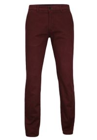 Pioneer - Eleganckie, Męskie Spodnie PIONEER, typu Chinos, Bawełniane, Bordowe. Kolor: czerwony. Materiał: bawełna, elastan. Styl: elegancki