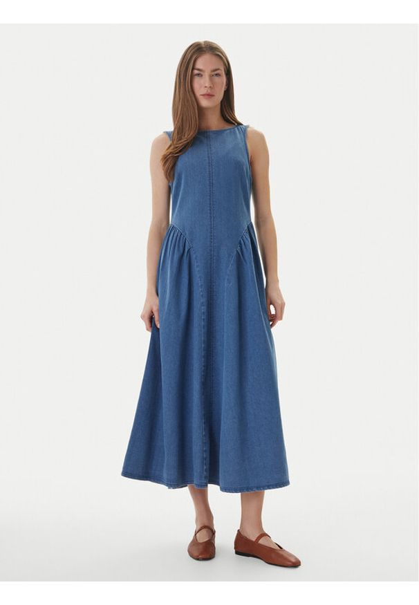 Vero Moda Sukienka jeansowa Kiara 10346411 Niebieski Regular Fit. Kolor: niebieski. Materiał: bawełna