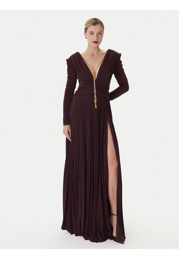 Elisabetta Franchi Sukienka wieczorowa AB-R40-57E2-V850 Bordowy Regular Fit. Kolor: czerwony. Materiał: wiskoza. Styl: wizytowy