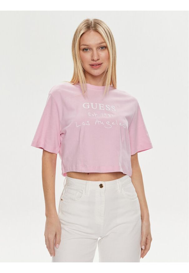 Guess T-Shirt Dakota V4GI13 JA914 Różowy Boxy Fit. Kolor: różowy. Materiał: bawełna