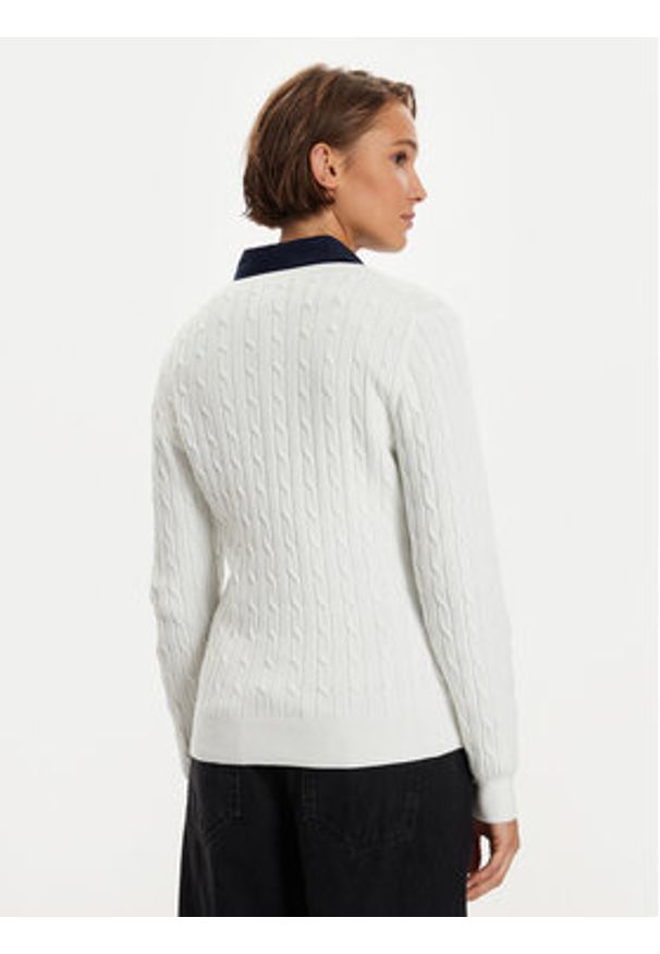 GANT - Gant Kardigan 4800103 Biały Slim Fit. Kolor: biały. Materiał: bawełna