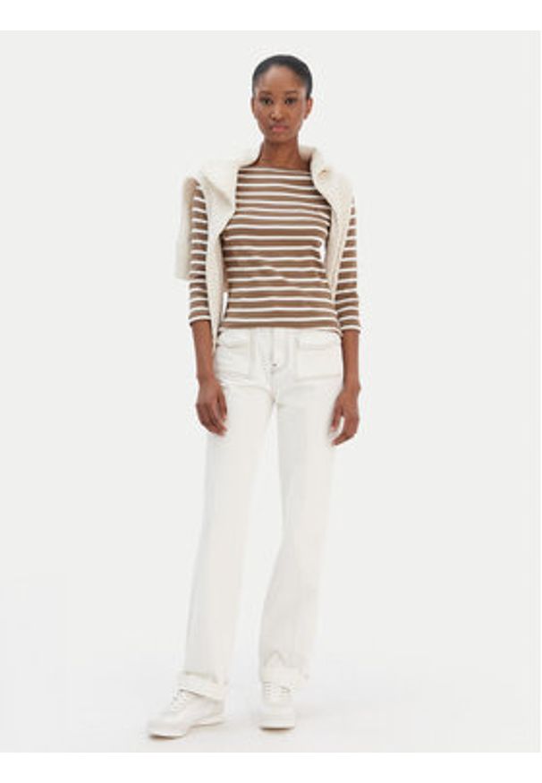 TOMMY HILFIGER - Tommy Hilfiger Bluzka New Cody WW0WW40589 Beżowy Slim Fit. Kolor: beżowy. Materiał: bawełna