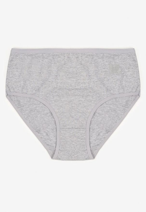 Born2be - Szare Gładkie Majtki Figi z Bawełny Idina. Kolekcja: plus size. Kolor: szary. Materiał: bawełna. Wzór: gładki
