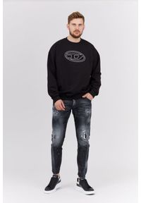 Diesel - DIESEL Czarna bluza męska z wytłaczanym logo, Rozmiar L. Kolor: czarny. Materiał: prążkowany #2