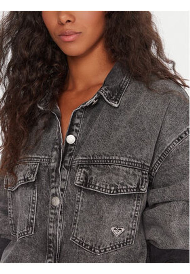 Roxy Sukienka jeansowa Tidal Moon ERJDD03009 Szary Relaxed Fit. Kolor: szary. Materiał: bawełna