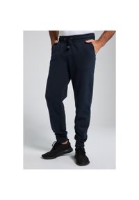 JAY-PI - Męskie Spodnie dresowe ściągane sznurkiem nowoczesny krój do roz. 8XL. Kolekcja: plus size. Kolor: niebieski. Materiał: materiał, poliester, bawełna