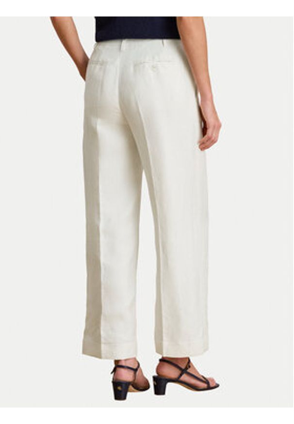Lauren Ralph Lauren - LAUREN RALPH LAUREN Spodnie materiałowe 200P08107001 Biały Wide Leg. Kolor: biały. Materiał: len, wiskoza