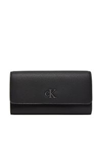 Calvin Klein Jeans Duży Portfel Damski Minimal Monogram Long K60K612267 Czarny. Kolor: czarny. Materiał: skóra