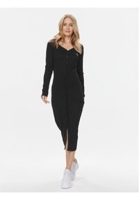 Calvin Klein Jeans Sukienka dzianinowa Label J20J222517 Czarny Slim Fit. Kolor: czarny. Materiał: bawełna #1