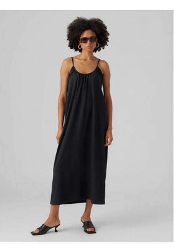 Vero Moda Sukienka letnia Luna 10286077 Czarny Regular Fit. Kolor: czarny. Materiał: syntetyk, bawełna. Sezon: lato