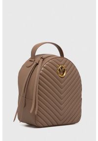 Pinko plecak skórzany Answear Exclusive damski kolor brązowy mały gładki. Kolor: brązowy. Materiał: skóra. Wzór: gładki #5