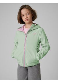 4f - 4F Kurtka softshell wiatroodporna membrana 5000 dziewczęca - miętowa 128 (7-8 lat). Okazja: na co dzień. Kolor: turkusowy. Materiał: softshell. Sezon: lato. Styl: casual #1