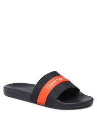 Klapki Calvin Klein Jeans Slide Webbing YM0YM00663 Black/Orange 0JH. Kolor: czarny. Materiał: materiał #1