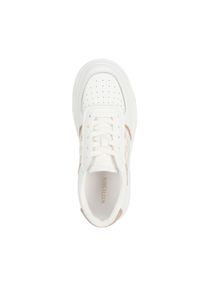 Wittchen - Damskie sneakersy skórzane ze wstawkami w kratkę biało-beżowe. Okazja: na co dzień. Kolor: biały, wielokolorowy, beżowy. Materiał: skóra. Wzór: kratka. Obcas: na platformie #8