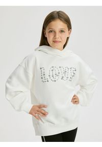 Reserved - Bluza z aplikacją - złamana biel. Typ kołnierza: kaptur. Materiał: dzianina, bawełna. Wzór: aplikacja #1