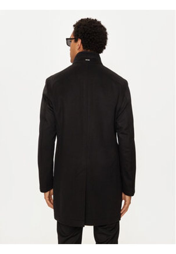 BOSS - Boss Płaszcz wełniany H-Hyde 50525764 Czarny Slim Fit. Kolor: czarny. Materiał: wełna