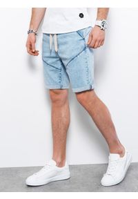 Ombre Clothing - Krótkie spodenki męskie jeansowe - jasny jeans V1 W361 - XL. Materiał: jeans. Długość: krótkie #5