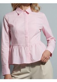 Sinsay - Koszula z krytą plisą i falbaną - różowy. Kolor: różowy